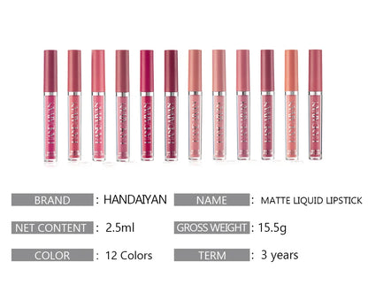 Handaiyan 12 Colors Matt Lip Gloss