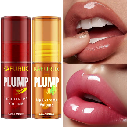 2PC Lip Plump Long Lasting Lip Oil Moisturizing Lip Gloss Serum